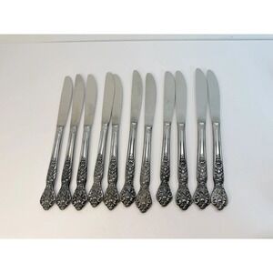 Versailles Dinner Knives Stainless by MSI Japan Set Of 11 Floral Crafting